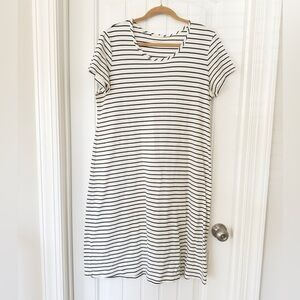 Lands end Striped Black and White T-Shirt Dress